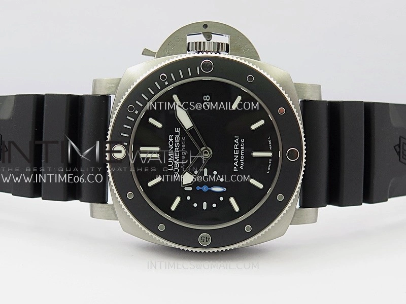 PAM1389 Titanium Submersible Black Ceramic Bezel VSF 1:1 Best Edition Black Dial On Black Rubber Strap P.9010 Clone